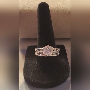 Vintage QVC Diamonique Epiphany Scattered Stone Eternity Wedding Set